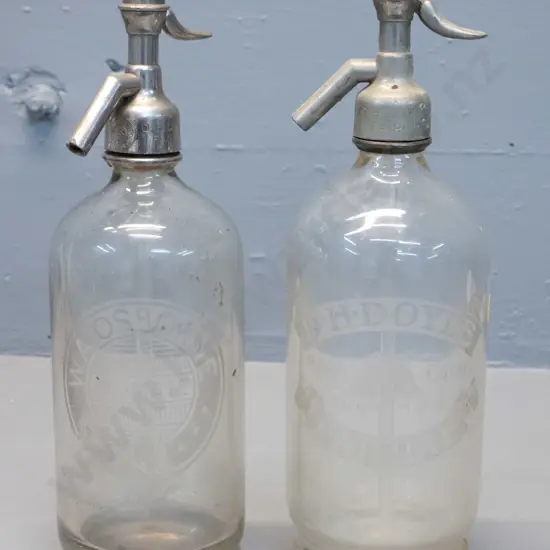 2 vintage soda syphons - WA Osbourne Waimate and DH Doyle Fairlie