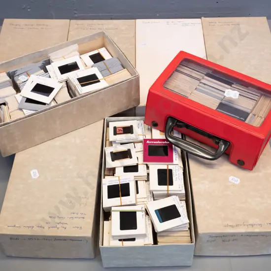 large collection of 35mm slides: NZ ornithology, landscapes, skiing, caving, steam trains, school trips etc.