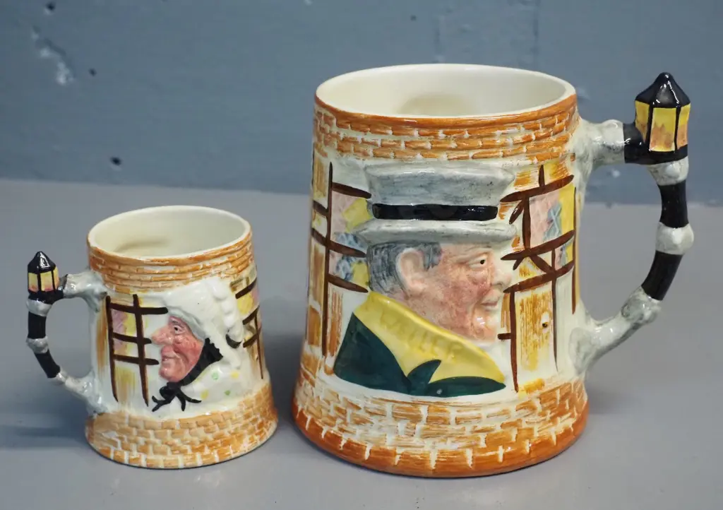 2 Lancaster Sandland character ware mugs - larger is H-130 Image 1++