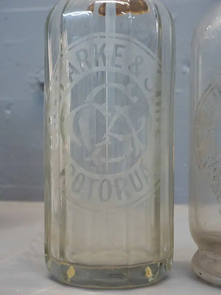 2 vintage soda syphons - Pike & Waters New Plymouth and CA Clark & Son Rotorua Image 1++