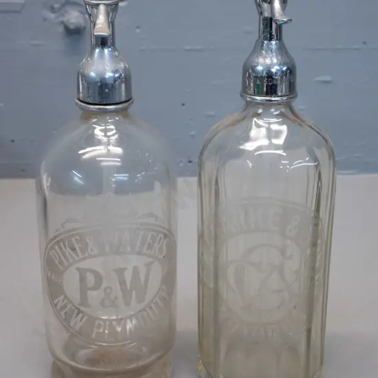 2 vintage soda syphons - Pike & Waters New Plymouth and CA Clark & Son Rotorua