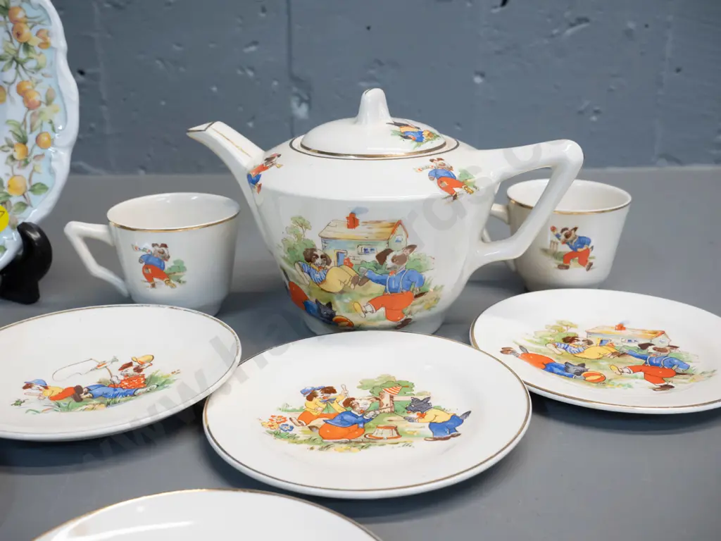 English china child's tea set and a Royal Doulton Brambley Hedge plate D-210 Image 1++