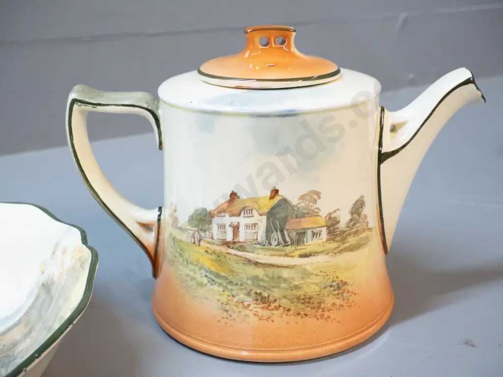 2 pieces of Royal Doulton china - English Country Cottages teapot and Juliette salad bowl D-240 Image 1++