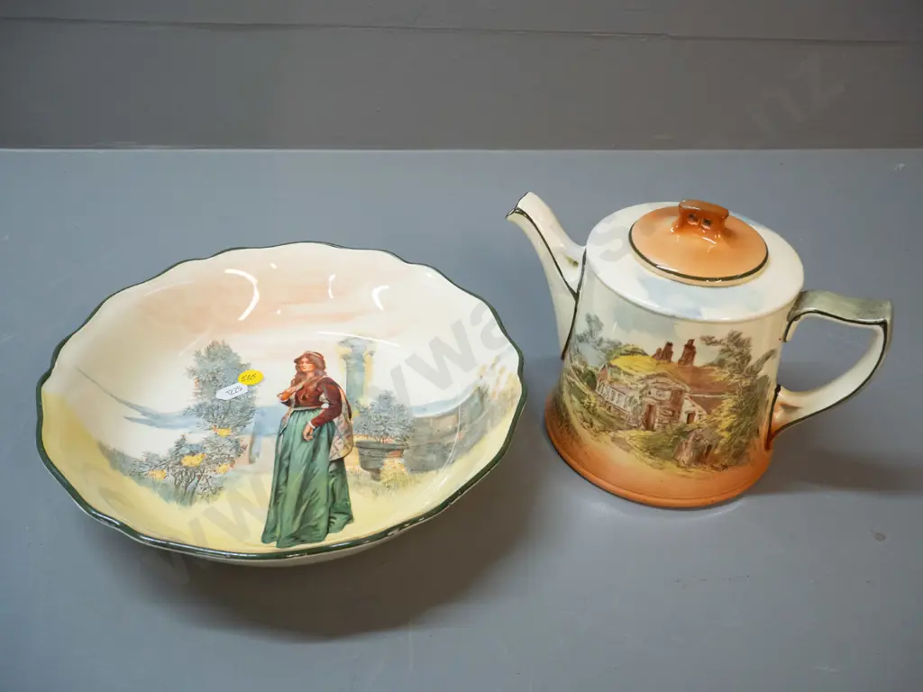2 pieces of Royal Doulton china - English Country Cottages teapot and Juliette salad bowl D-240 Image 1++