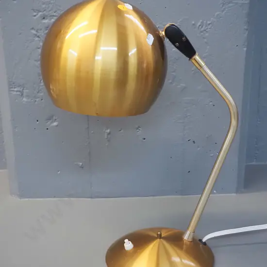 retro gold finish spun aluminium desk / table lamp with tilt adjustable globe shade H-440 Shade D-190