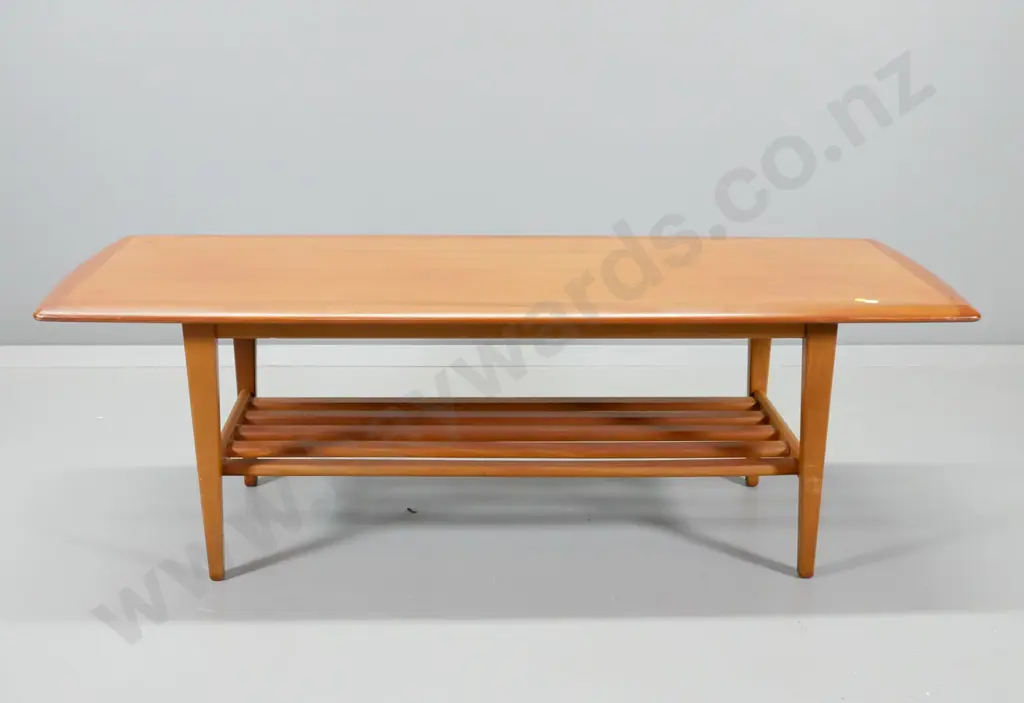mid-century mahogany coffee table with magazine shelf H-430 L-1290 W-480 Image 1++